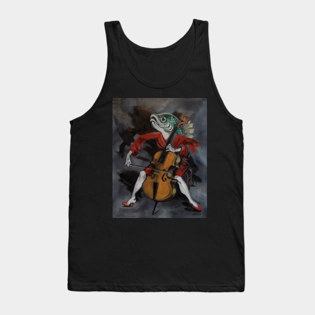 Fish Playing Cello Tank Top by ellemrcs